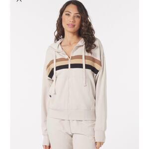 Glyder Zip Up Hoodie Jacket Neutral Stripe Size M New With Tags